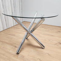 Dining Table Clear Glass Kitchen Place for 4 Seats, Dining Table Only (Clear H 75 x L 90 x W 90 cm)