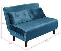 Double Sofa Bed Sleeper Foldable Portable Pillow Lounge Couch Blue Sofa Bed Living Room Furniture