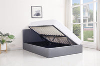 Ottoman Storage Bed grey small double 4ft leather and 1 Mattress bedroom furniture