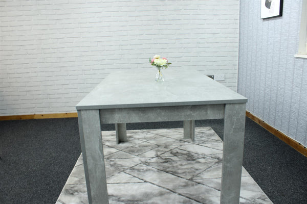 Dining Table Grey Wood Kitchen Place for 6 Seats, Dining Table Only (Grey H 75 x L 140 x W 80 cm)