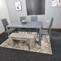 Dining Table Set with 4 Chairs, and a Bench Dining Room and Kitchen table set of 4, and Grey Bench