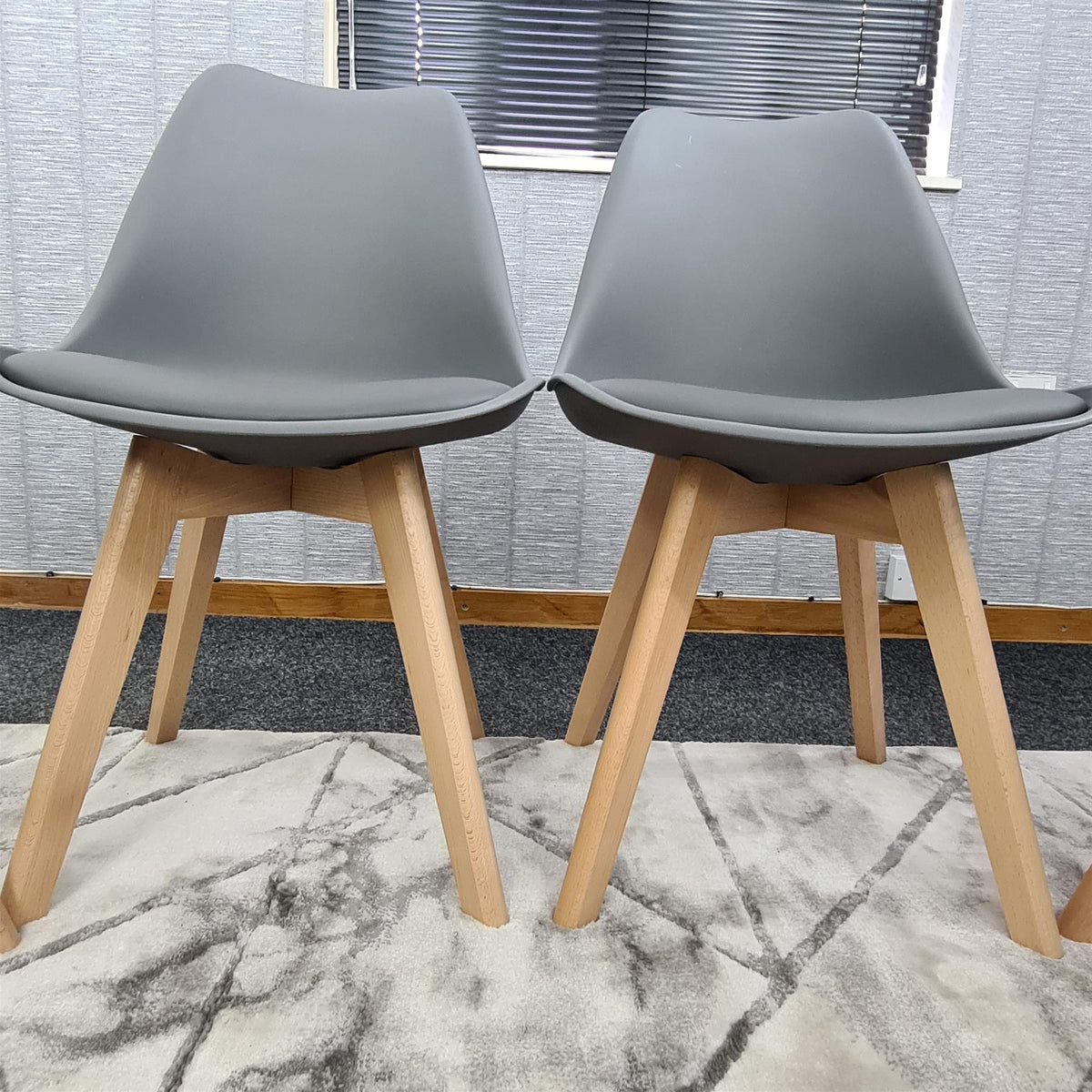 Dining Chairs Set of 4 Grey Leather Kitchen Table