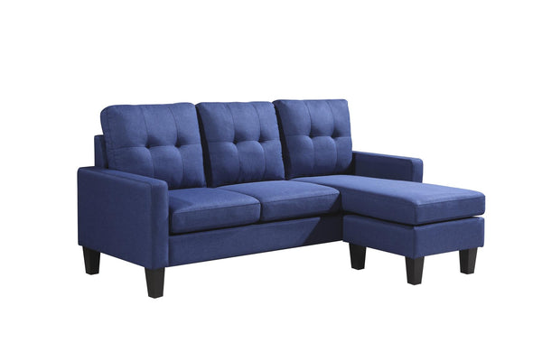 Corner Sofa Fabric Sectional Sofa with Ottoman L-shaped Blue Sofa Couch Reversible 3-Seater