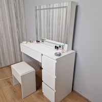 Dressing Table with Mirror and Stool Makeup Vanity LED Mirror Lights Hollywood Table