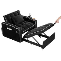 3-in-1 Convertible Sofa Bed Sleeper Chair with Adjustable Backrest, USB Charging & Cup Holder for Small Spaces