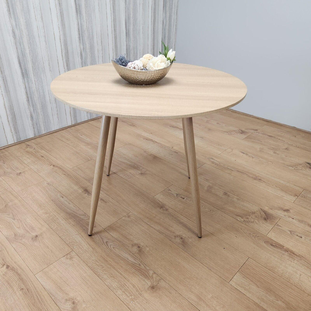 Dining Table Beige Wood Kitchen Place for 4 Seats, Dining Table Only (Beige H 75 x L 90 x W 90 cm)