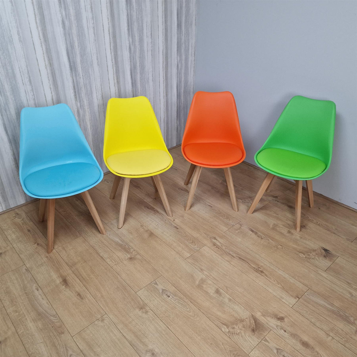 Dining Chairs Set of 4 Four Colourful Mixed Leather Kitchen Table