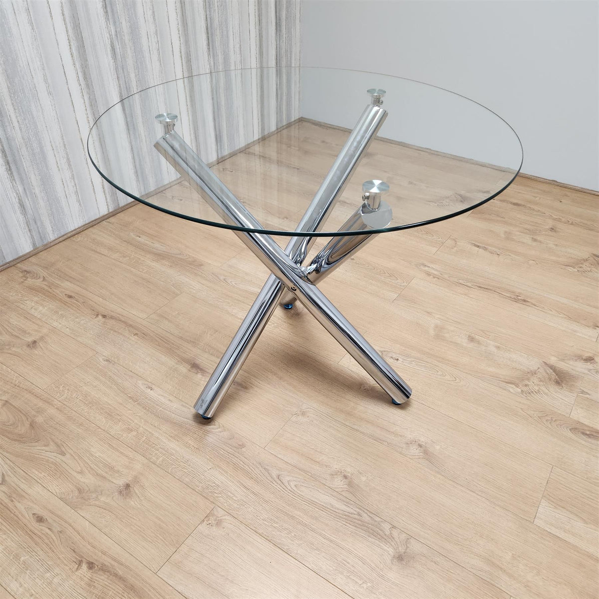 Dining Table Clear Glass Kitchen Place for 4 Seats, Dining Table Only (Clear H 75 x L 90 x W 90 cm)