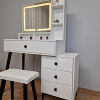 Dressing Table with Mirror and Stool Makeup Vanity LED Mirror Lights Hollywood Table