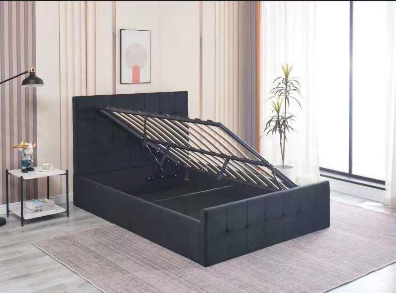 Ottoman Storage Bed black 3ft single velvet cushioned bedroom
