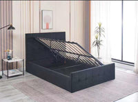 Ottoman Storage Bed black 3ft single velvet cushioned bedroom
