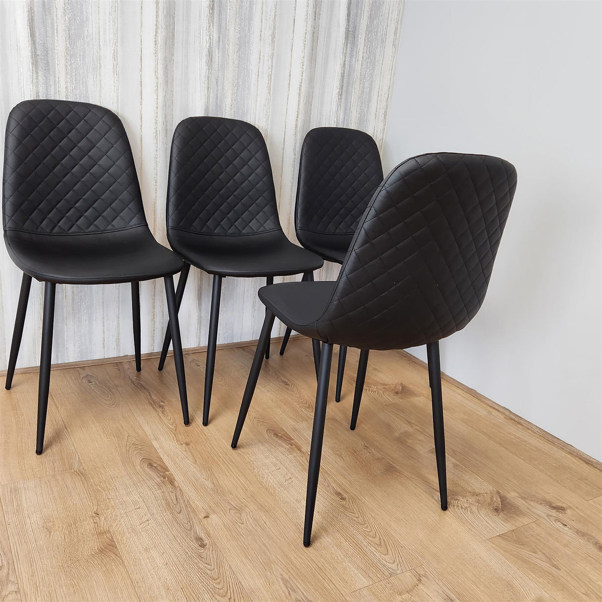 Dining Chairs Set of 4 Black Leather Kitchen Chairs