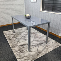 Dining Table Grey Glass Kitchen Place for 6 Seats, Dining Table Only (Grey H 75 x L 134 x W 70 cm)