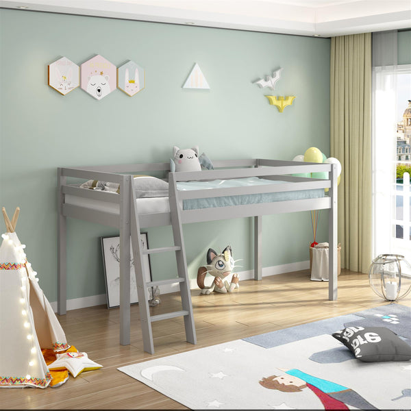 Mid Sleeper kids bed grey 3ft single wooden and 1 mattress wooden childrens bedroom furniture