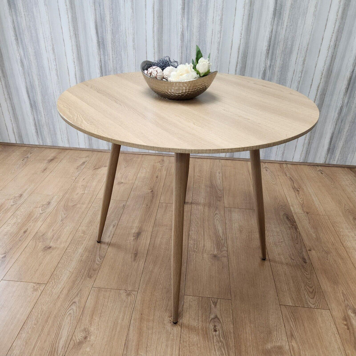 Dining Table Beige Wood Kitchen Place for 4 Seats, Dining Table Only (Beige H 75 x L 90 x W 90 cm)