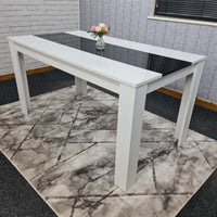 Dining Table Wood Kitchen Place for 6 Seats, Dining Table Only (White and Black H 75 x L 140 x W 80 cm)