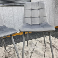 Dining Chairs Set of 4 Grey Velvet Kitchen Chairs