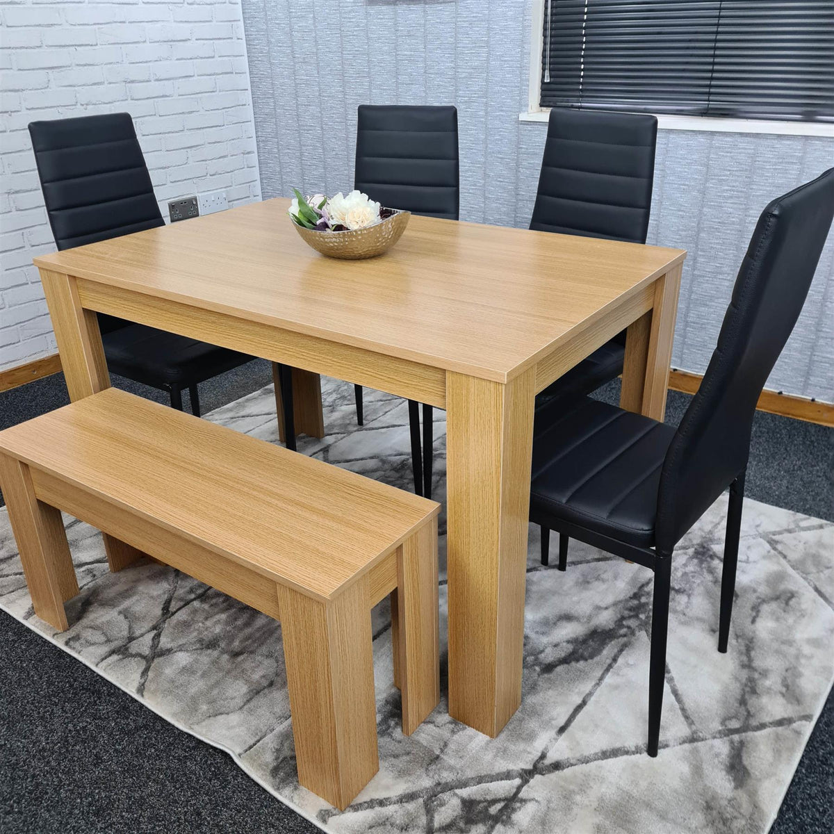 Dining Table Set with 4 Chairs Dining Room and Kitchen table set of 4, and Bench