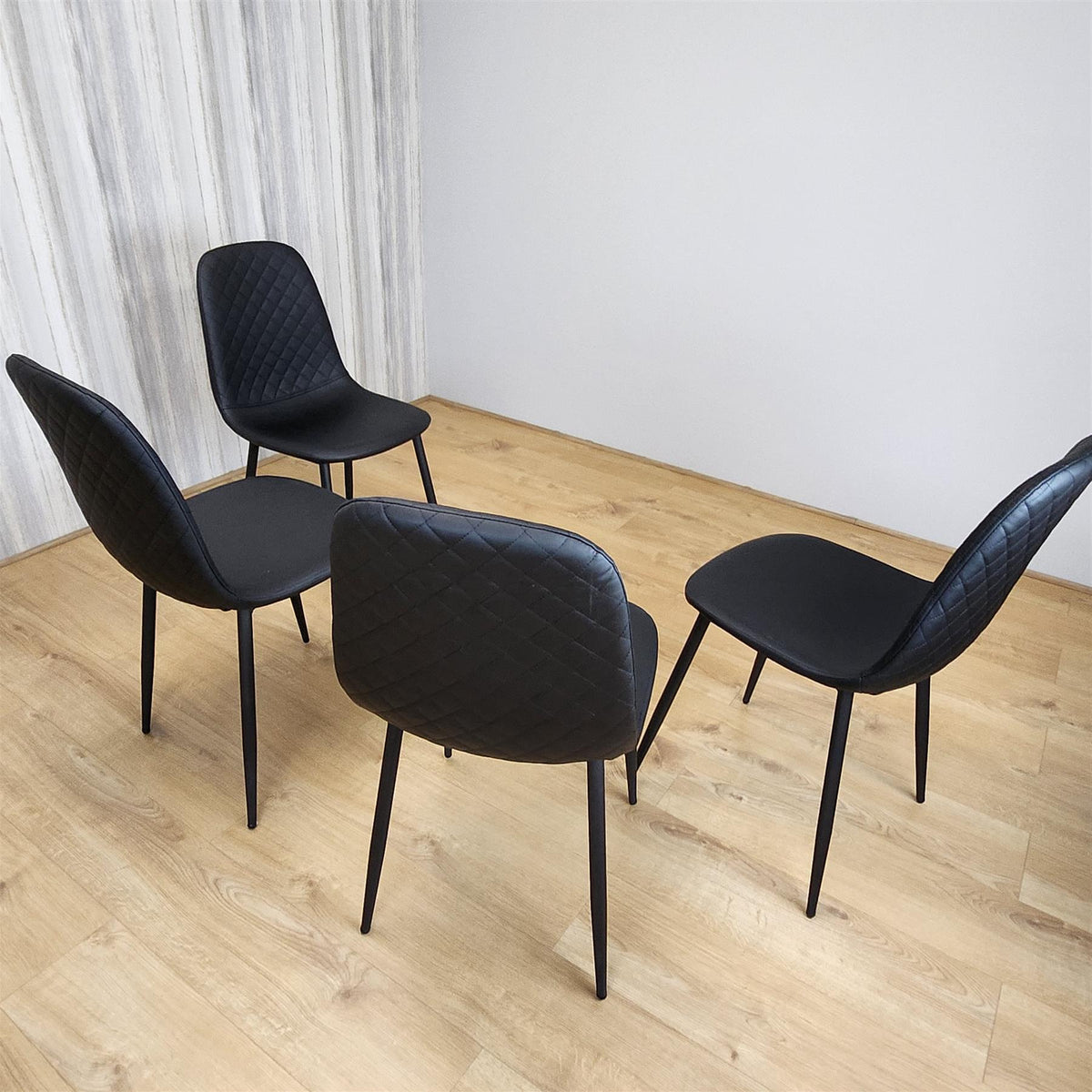 Dining Chairs Set of 4 Black Leather Kitchen Chairs