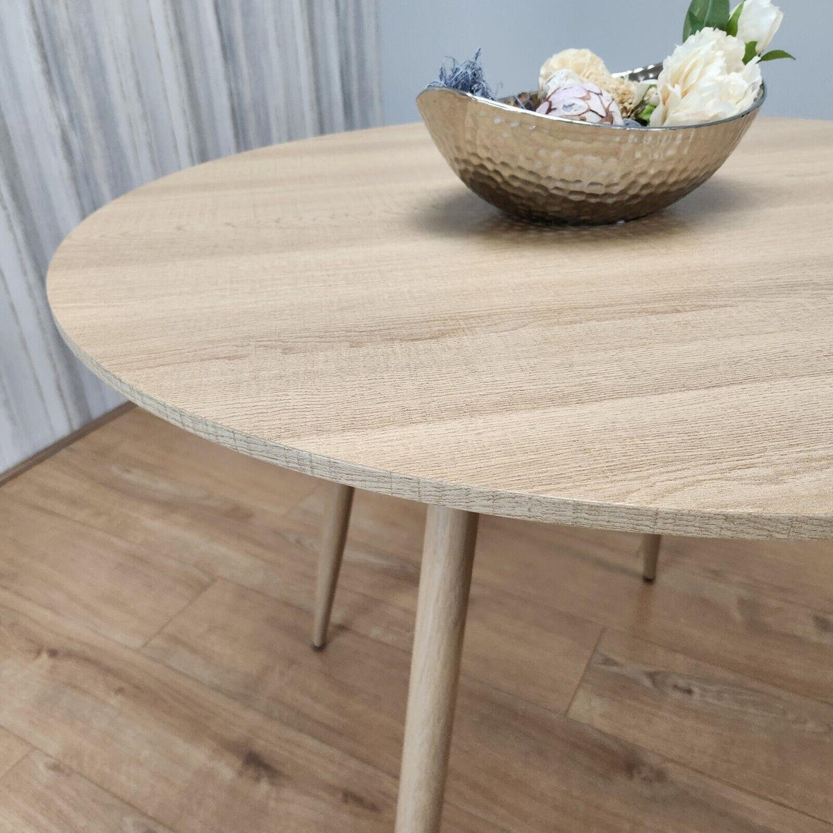 Dining Table Beige Wood Kitchen Place for 4 Seats, Dining Table Only (Beige H 75 x L 90 x W 90 cm)