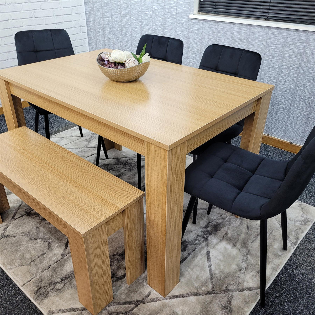 Dining Table Set with 4 Chairs Dining Room and Kitchen table set of 4, and Bench