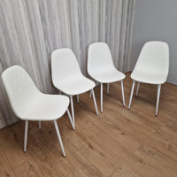 Dining Chairs Set of 4 White Leather Kitchen Chairs