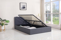 Ottoman Storage Bed grey 3ft single leather and 1 mattress bedroom furniture
