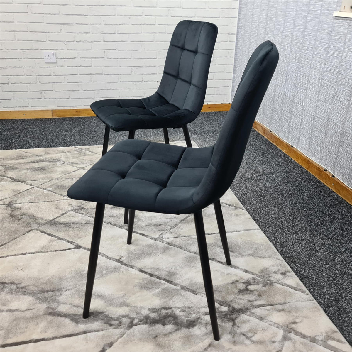 Dining Chairs Set of 2 Black Velvet Kitchen Chairs