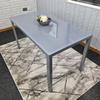 Dining Table Grey Glass Kitchen Place for 6 Seats, Dining Table Only (Grey H 75 x L 134 x W 70 cm)