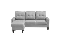 Corner Sofa Fabric Sectional Sofa with Ottoman L-shaped  Light Grey Sofa Couch Reversible 3-Seater