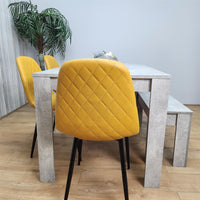 Wooden Rectangle Dining Table Sets with Set of 4 Chairs, Grey and Mustard